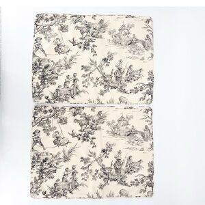 Set 2 Country Curtains French Country Toile Pillow Shams Standard Ivory/Black